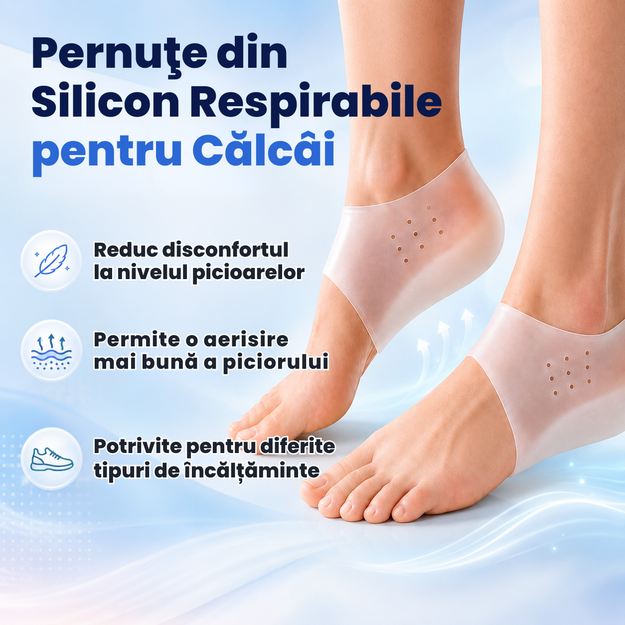Pernuțe din Silicon Respirabile pentru Călcâi
