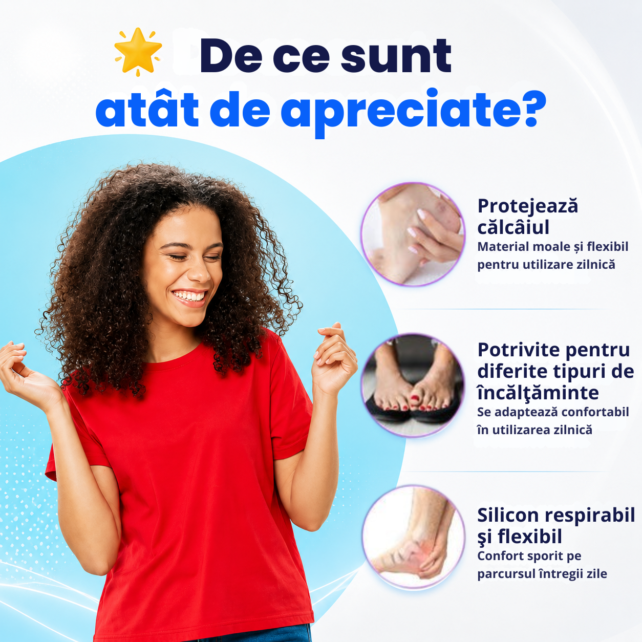 Pernuțe din Silicon Respirabile pentru Călcâi